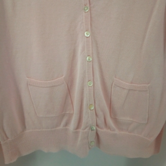 Vintage DKNY Petite Pink 100% Cotton Cardigan Formal Wedding Career S - Picture 5 of 8